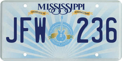 MS license plate JFW236