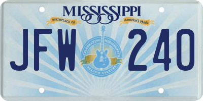 MS license plate JFW240