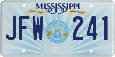 MS license plate JFW241