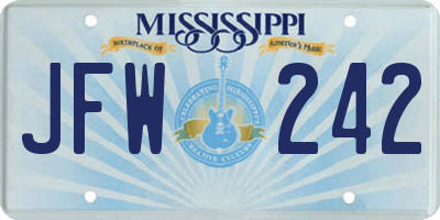 MS license plate JFW242