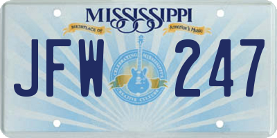 MS license plate JFW247