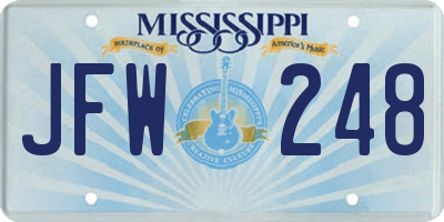 MS license plate JFW248