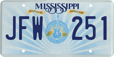 MS license plate JFW251