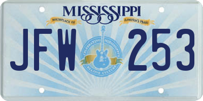 MS license plate JFW253