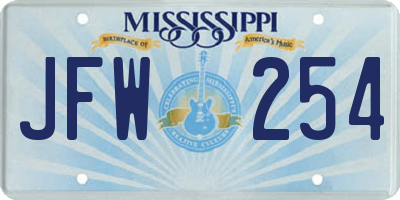 MS license plate JFW254