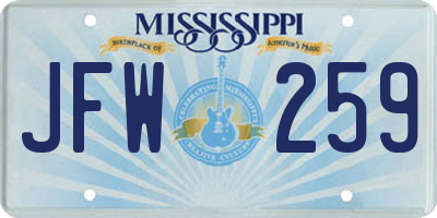 MS license plate JFW259