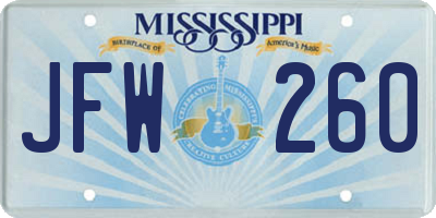 MS license plate JFW260