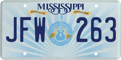 MS license plate JFW263