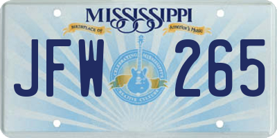 MS license plate JFW265