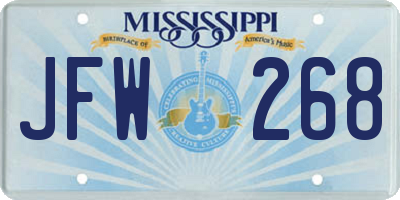 MS license plate JFW268
