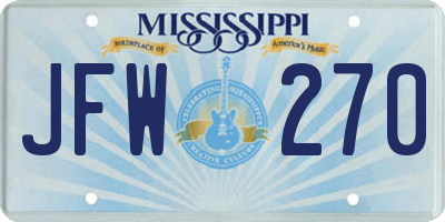 MS license plate JFW270