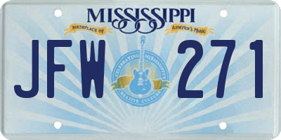 MS license plate JFW271