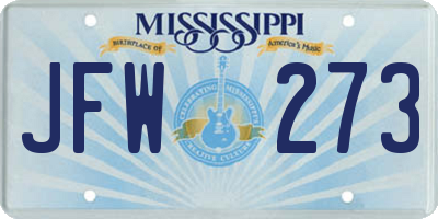 MS license plate JFW273