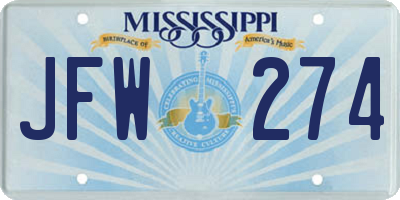 MS license plate JFW274