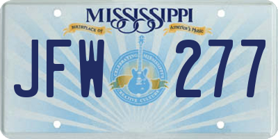 MS license plate JFW277