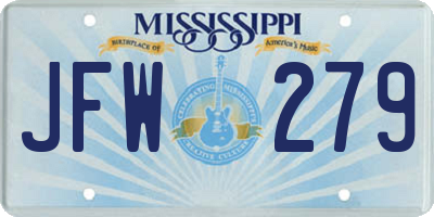 MS license plate JFW279