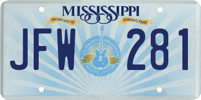 MS license plate JFW281