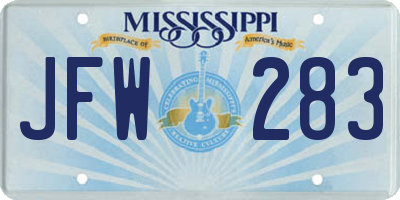 MS license plate JFW283