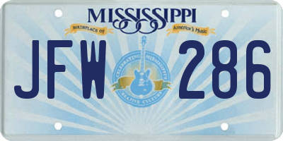 MS license plate JFW286