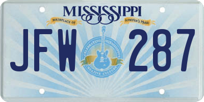 MS license plate JFW287