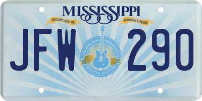 MS license plate JFW290