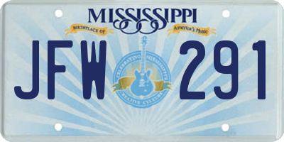 MS license plate JFW291