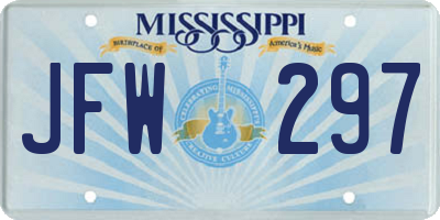 MS license plate JFW297