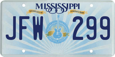 MS license plate JFW299