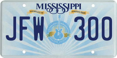 MS license plate JFW300
