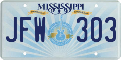MS license plate JFW303