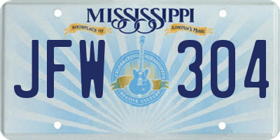 MS license plate JFW304