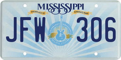 MS license plate JFW306