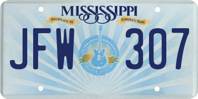 MS license plate JFW307