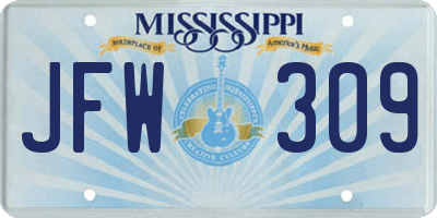 MS license plate JFW309