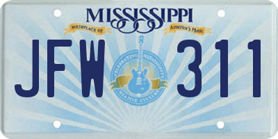 MS license plate JFW311