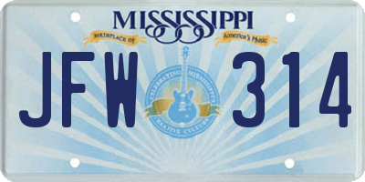 MS license plate JFW314