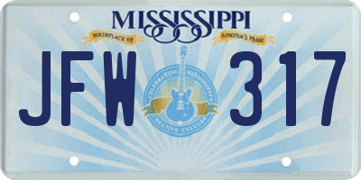 MS license plate JFW317