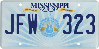 MS license plate JFW323