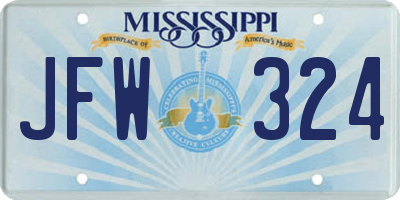 MS license plate JFW324