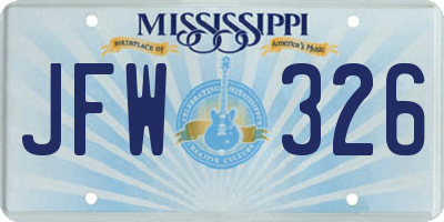 MS license plate JFW326