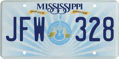MS license plate JFW328