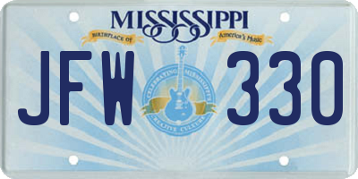 MS license plate JFW330