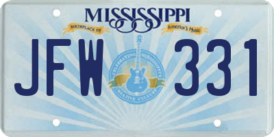 MS license plate JFW331