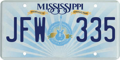 MS license plate JFW335
