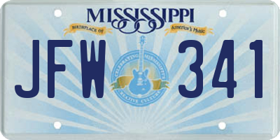MS license plate JFW341