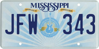 MS license plate JFW343