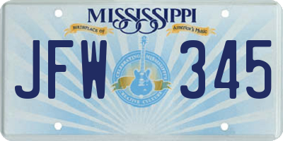 MS license plate JFW345