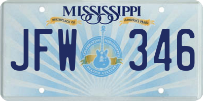 MS license plate JFW346
