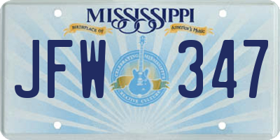 MS license plate JFW347