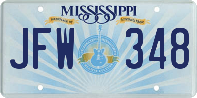 MS license plate JFW348